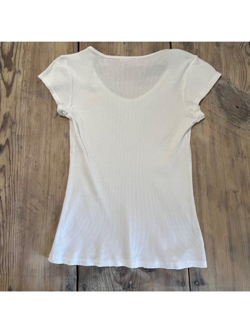 One Clothing Baby Tee Womens PM White Ribbed Embellished Y2K Fairy - Picture 7 of 8